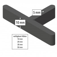 Fugen-T-Stücke von Volfi für 5 mm Fugen im Randbereich oder Läuferverbund, 10 mm, 20 mm, 30 mm oder 50 mm Höhe, Gesamtbreite 55 mm