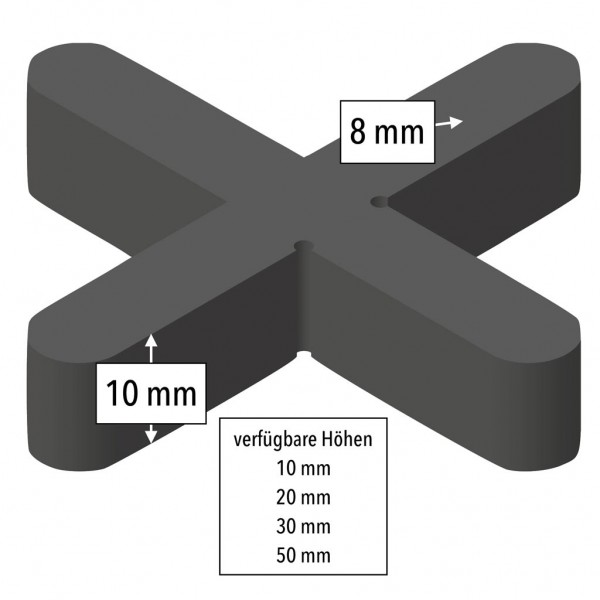 Fugenkreuze von Volfi für 8 mm Fugen, 10 mm, 20 mm, 30 mm oder 50 mm Höhe, Gesamtbreite 55 mm