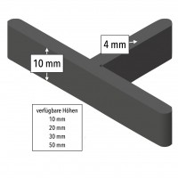 Fugen-T-Stücke von Volfi für 4 mm Fugen im Randbereich oder Läuferverbund, 10 mm, 20 mm, 30 mm oder 50 mm Höhe, Gesamtbreite 55 mm