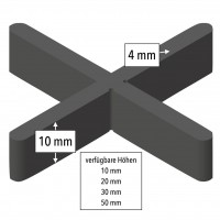 Fugenkreuze von Volfi für 4 mm Fugen, 10 mm, 20 mm, 30 mm oder 50 mm Höhe, Gesamtbreite 55 mm